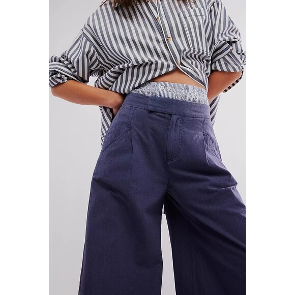 Free People Tegan Washed Barrel Trousers Pants Cotton High Waisted M NEW 278452 - Picture 2 of 10